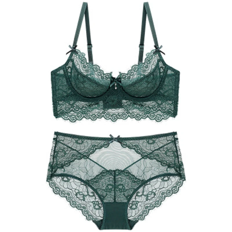 Прозрачный комплект нижнего белья для молодых девушек кружевной ультратонкий