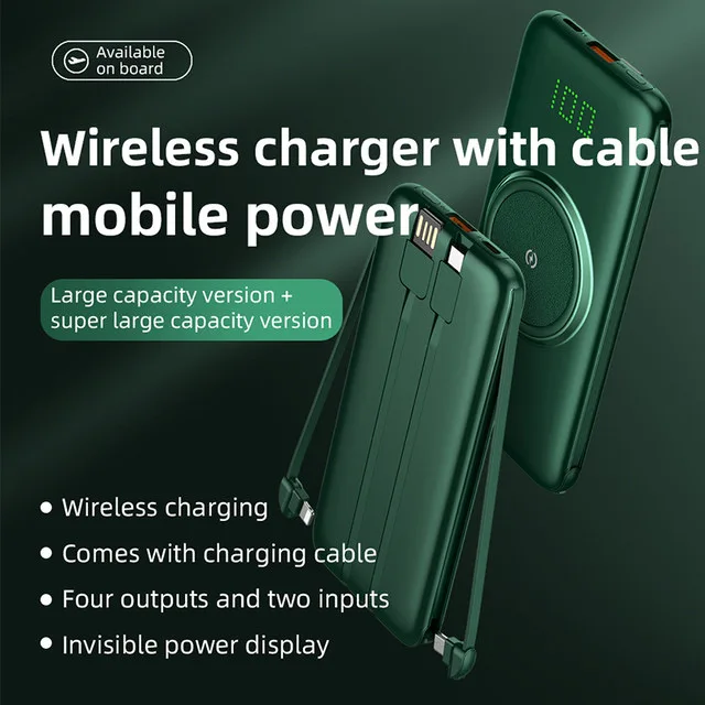 Capacidade de Energia p1 sem Fio Fábrica Power Bank Cabo Mini Ultra Fino Grande Móvel Presente Personalizado 20000 ma