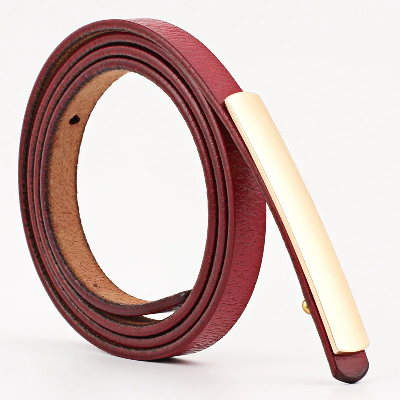 

Female 100% Genuine Belts Thin Adjust Women Belt Leather Dress Cummerbunds Students Waistbands Metal Buckle Waist Strap Gifts