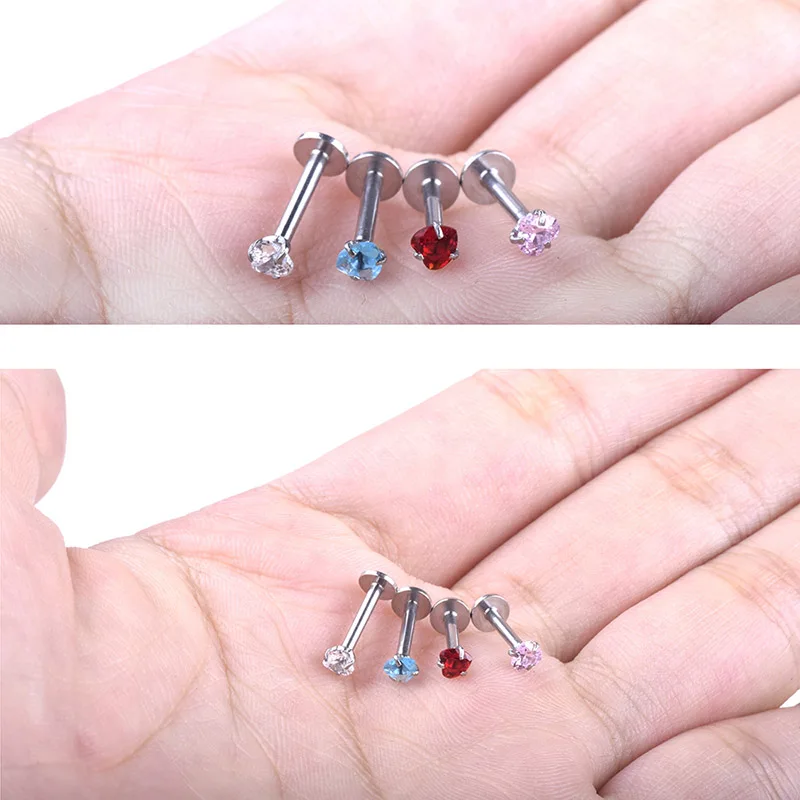 Новинка 1 шт. женские пирсинг ювелирное изделие сердце циркон нос губы шпильки MS88