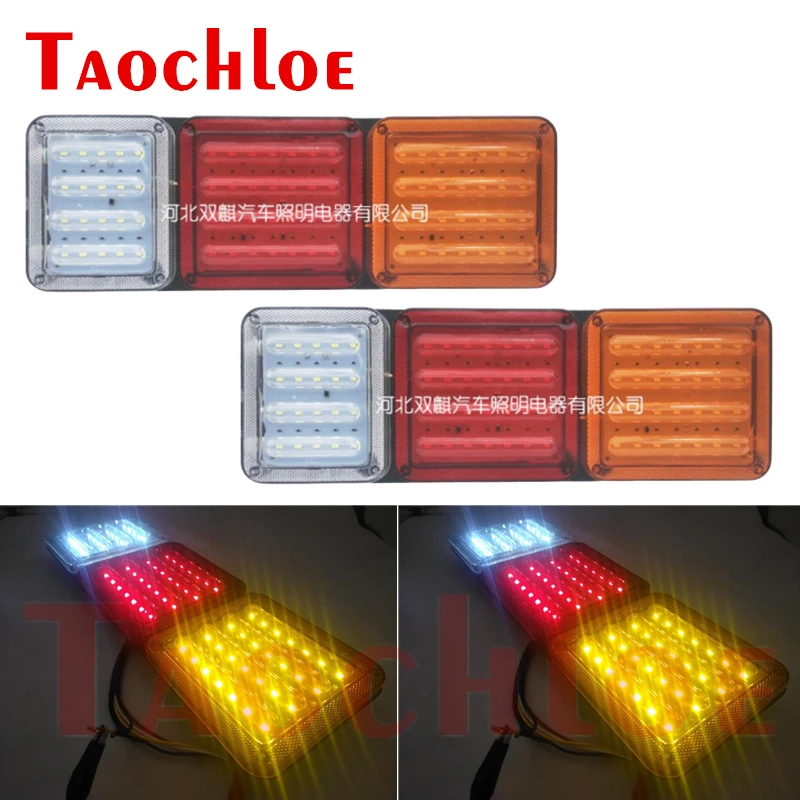 

2Pcs 24V LED Tail Light Truck Trailer Tractor Back Lamps Reverse Stop Turn Signal Tail Lamp Boat Lights Waterproof IP67