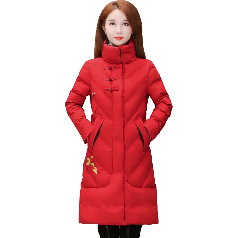 

2020 winter new cotton padded jacket cotton padded jacket for women's middle and long small mother's loose and thickened down