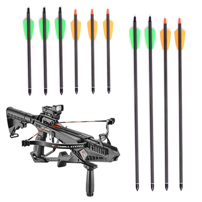 

6/12/24pcs 100% Pure Carbon Archery Hunting Crossbow Bolt Carbon Arrow Crossbow Arrow Heads for Shooting Archery