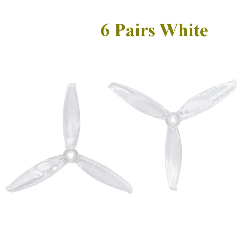 6 Pairs White 24 шт./, 12 пар носочков на Gemfan Windancer 5043 5x4,3 5 дюймов 3-лопастной пропеллер M5 по часовой стрелке и против часовой стрелки для Радиоуправляемый гоночный Дрон с видом от первого лица запасные Запчасти - Цвет: 6 Pairs White