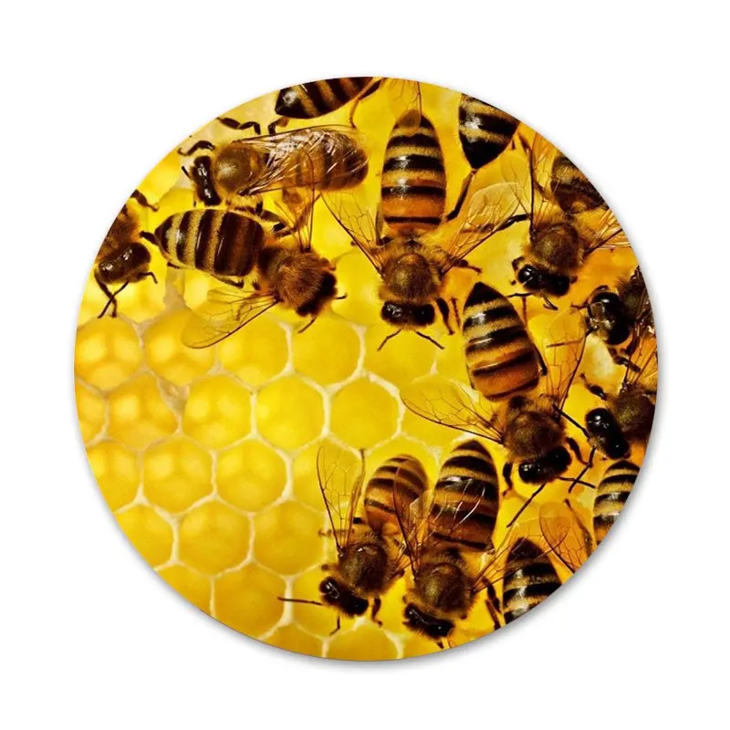 58 мм Золотой Honeycomb медоносной пчелы значок на булавке декоративные Броши