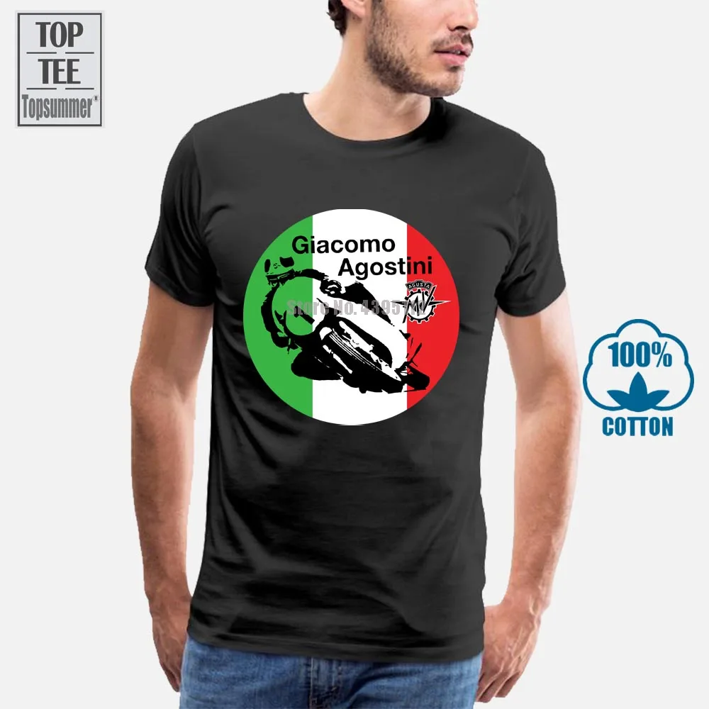 Мужская футболка с принтом Giacomo Agostini Mv Augusta Классическая винтажная Футболка Bikeer