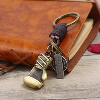 2022 vintage punk boxing gloves keychain trendy car key chain promotion small gift leather metal key ring jewelry accessorie