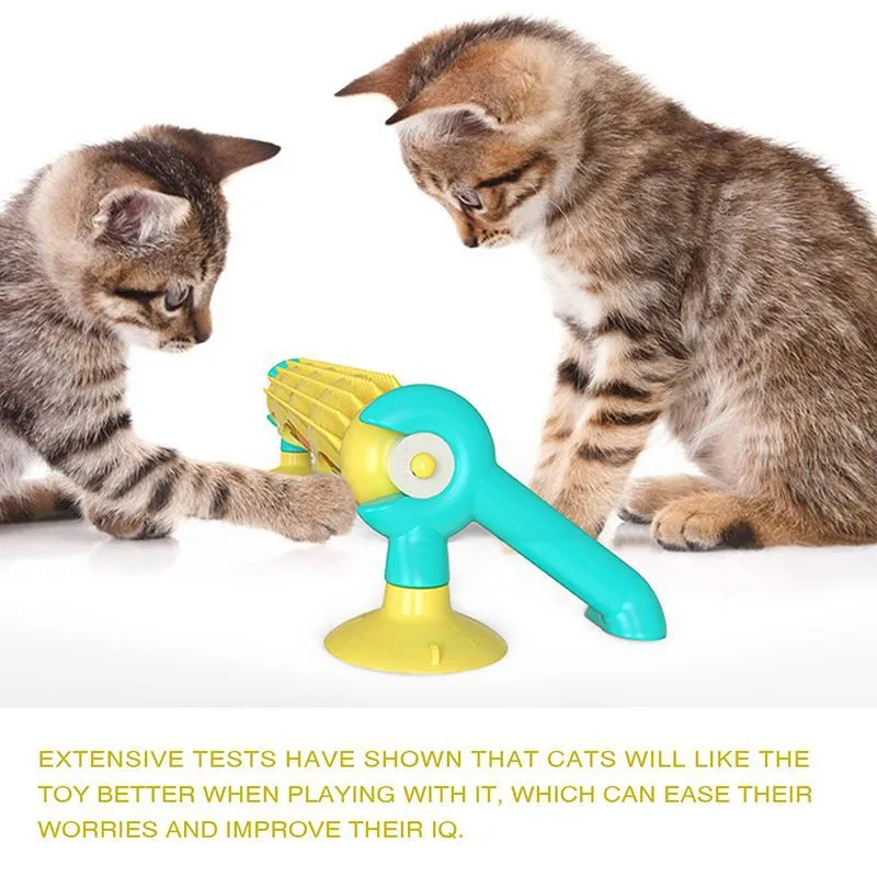 

Pet Cat Hanging Sucker Teaser Shell Comb Spinning Disk Track Ball Toy Yellow