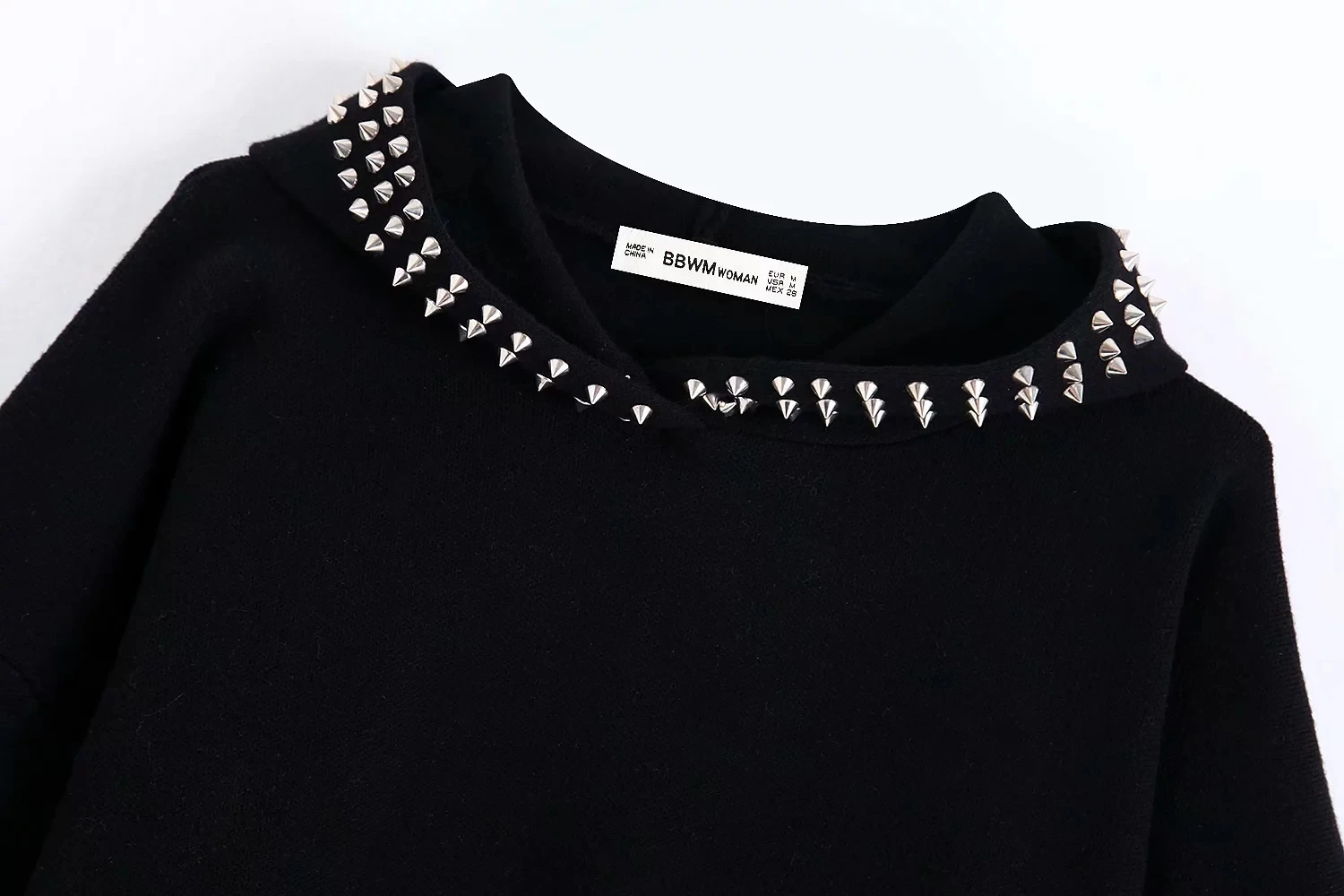 Женская зимняя толстовка с заклепками модные вязанные пуловеры капюшоном zora vicky