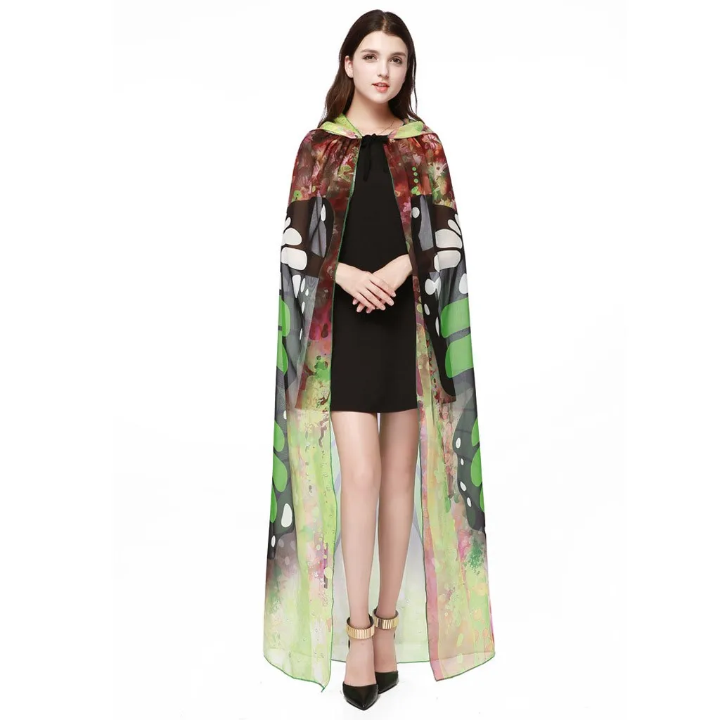 Женские накидки для взрослых на Хэллоуин шифоновая накидка с капюшоном