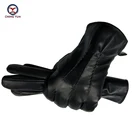 Новинка 2020, зимние мужские перчатки из овчины CHING YUN, мужские теплые мягкие черные пришитые дизайнерские мужские варежки, фланелевые теплые мужские перчатки с подкладкой