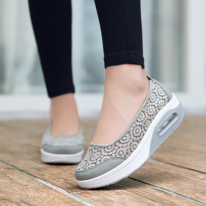 

Women Platform Sneakers Spring Ladies Wedges Casual Lace Shoes Women Trainers Comfortable Femme Height Increasing Women Shoes