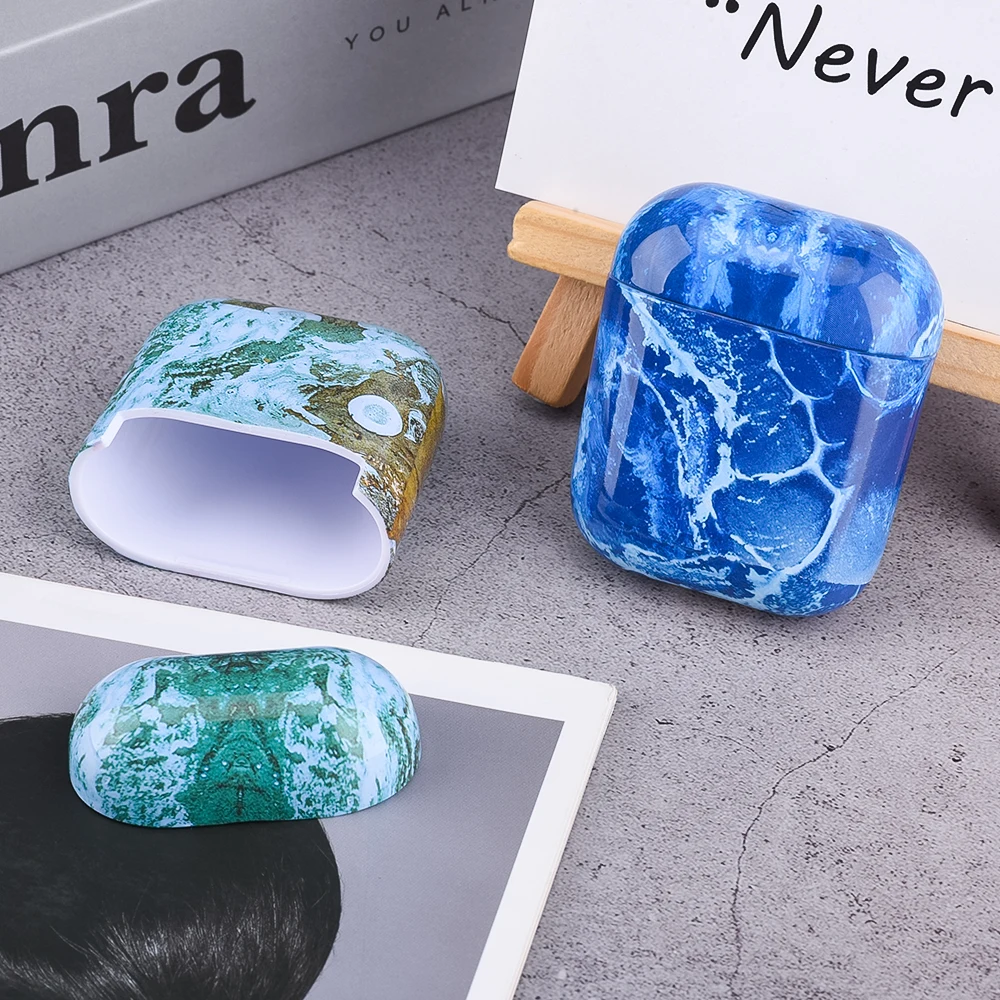 Роскошный Мраморный Жесткий Чехол для беспроводных наушников из поликарбоната