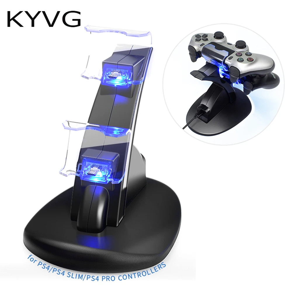 controller charger dock led dual usb ps4 charging stand station cradle for sony playstation 4 ps4 ps4 pro ps4 slim controller free global shipping