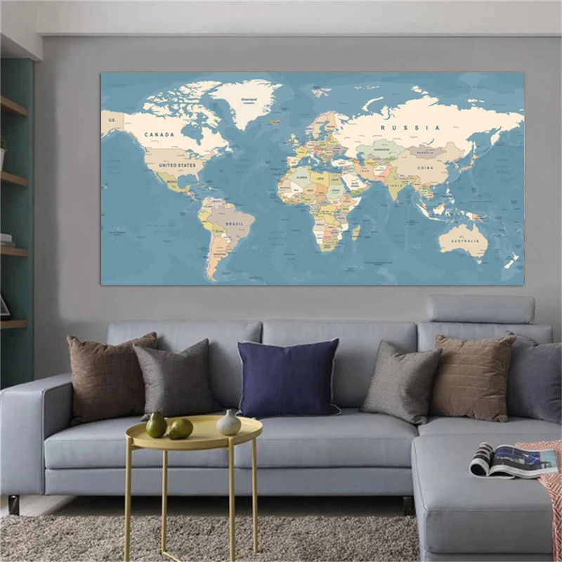 

Modern World Map Picture Reliable Canvas Painting Art Living Room Posters and Prints Wall Art Bedroom Office Home Decor Poster