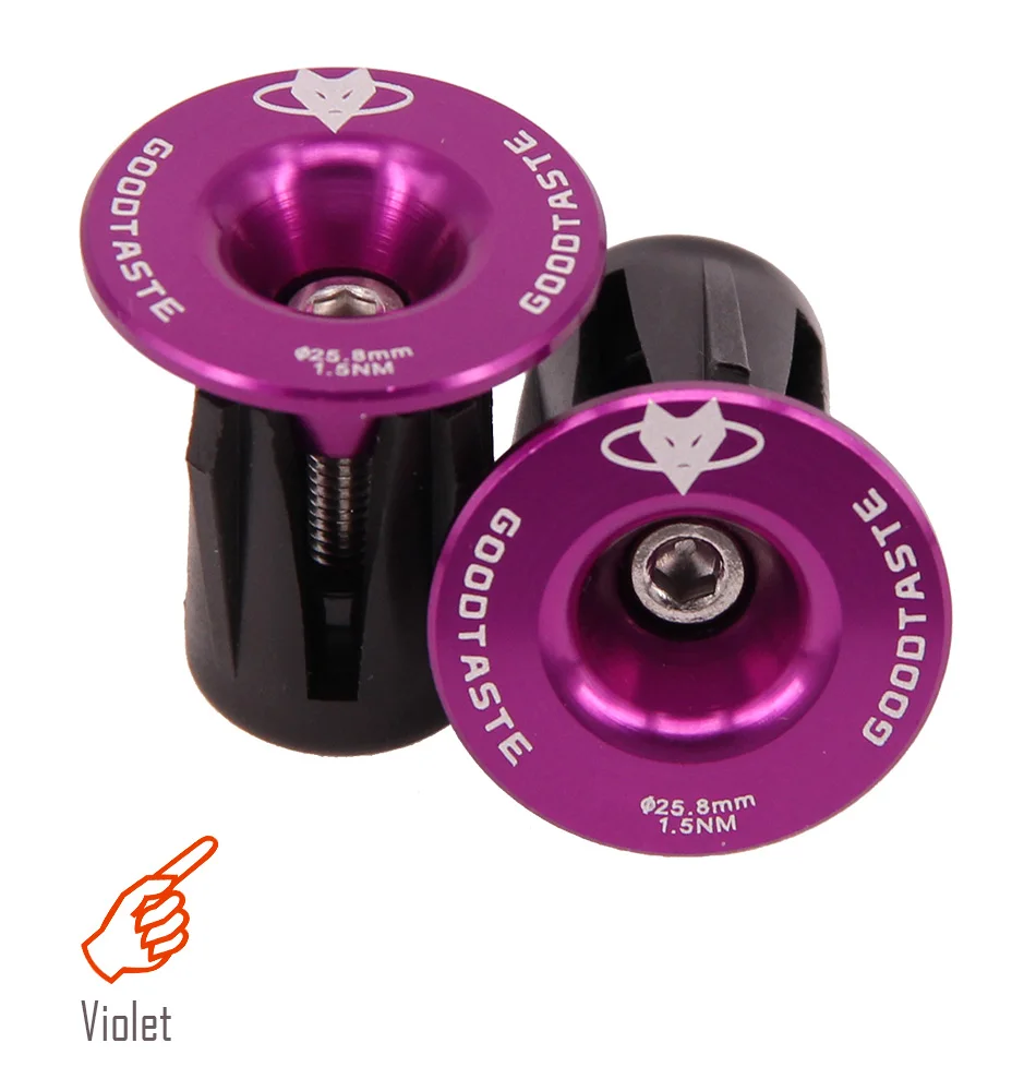 Violet Руль для шоссейного горного велосипеда, колпачок для велосипедной ручки, заглушки, заглушка из алюминиевого сплава, заглушка для одной пары, аксессуары для горного велосипеда - Цвет: Violet