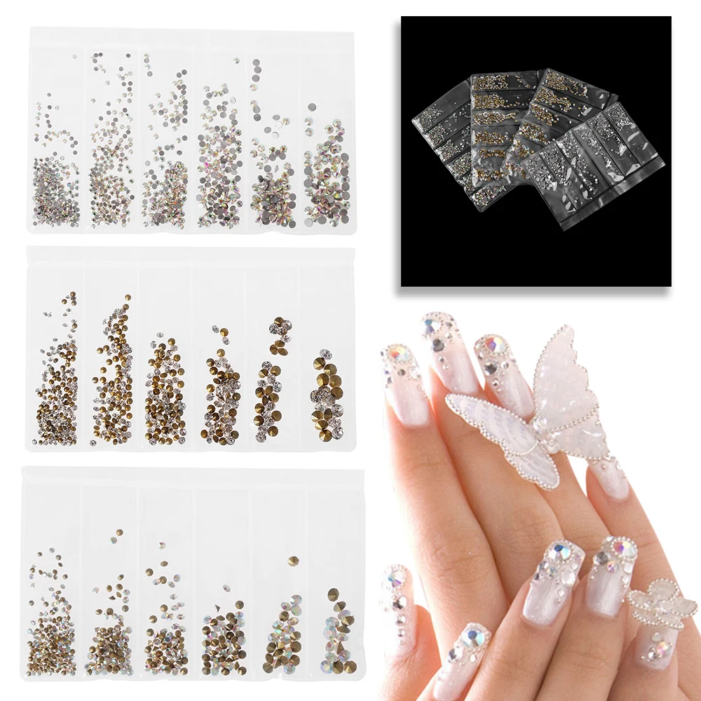1304 шт./компл./комплект смешанные размеры SS3 SS22 украшения для ногтей цвета плоское