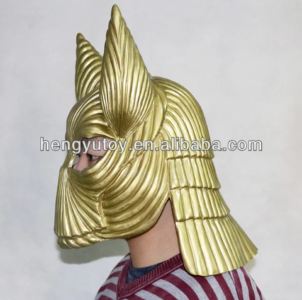 

Hot Selling 3D Plausible Realistic Mask Adult Size Rubber Costume latex golden helmate Mask