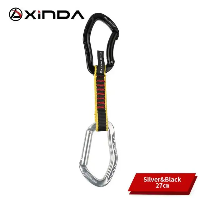 Black Sliver 27cm Профессиональные скалолазание Quickdraw карабины слинг безопасности замок удлинители прямой изогнутый Карабин Открытый защитные наборы - Цвет: Black Sliver 27cm