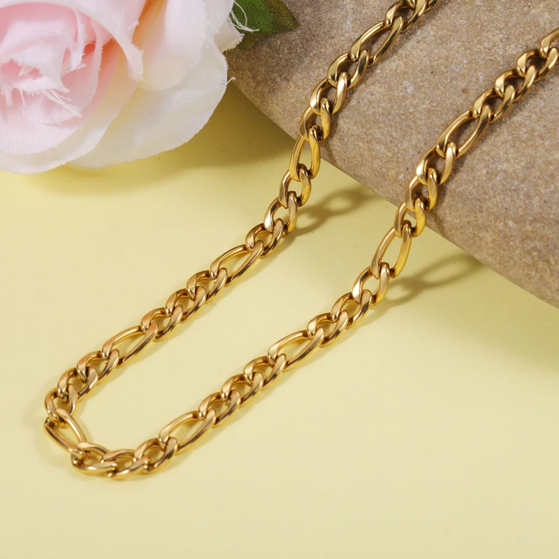 

Fnixtar 10Pcs 100cm Hip Hop Punk Cuba Chain Necklace Mirror Polish Stainless Steel Never Fade Necklace For Women's Men's Jewelry