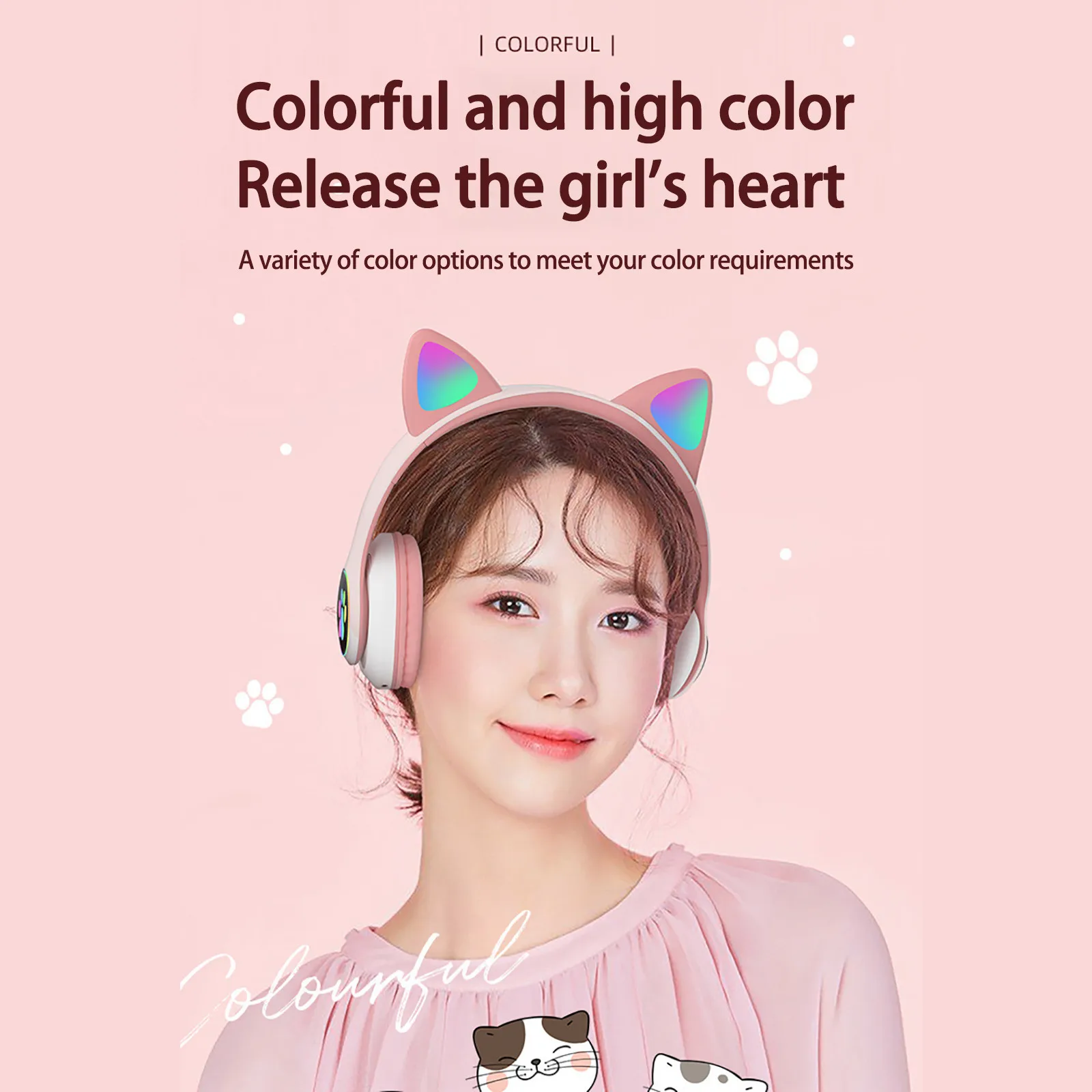 Bluetooth-Наушники со светодиодной подсветкой складная беспроводная гарнитура с