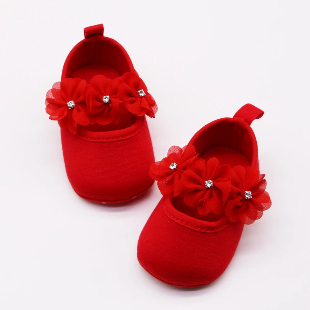 

2020 Fashion Baby First Walker Shoes Kids Girls Baby Party Ballerina Shoes Infant 3D Flower Rhinestone Casual Shoes