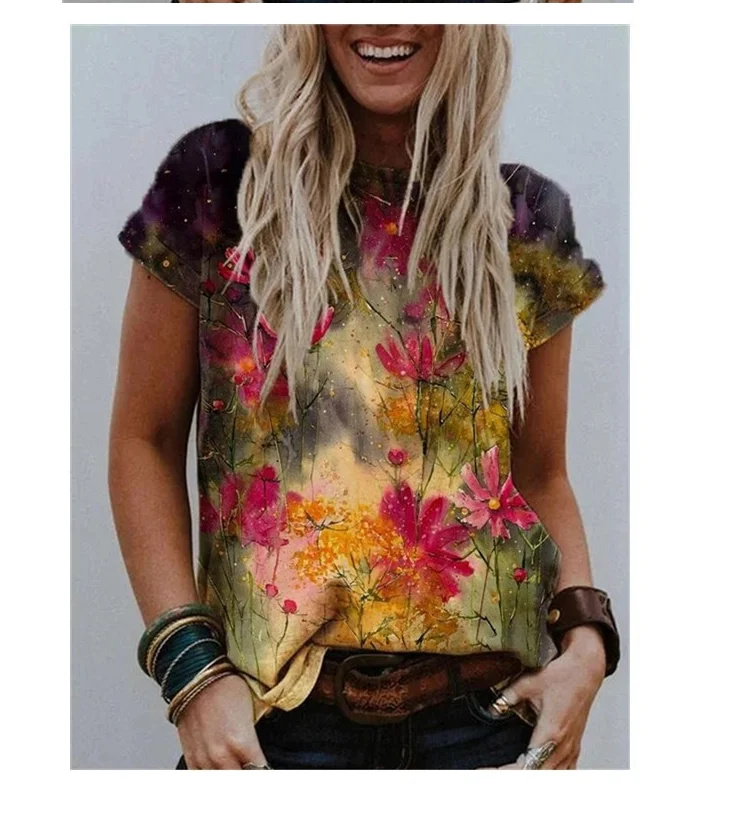 Повседневная летняя женская блузка рубашка размера плюс Женский Топ с коротким