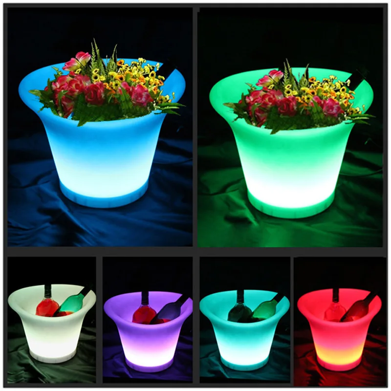comprar SK-LF08A L29 * W25 * H25cm Plantador Da Flor Potes Baldes De Gelo Para A Cerveja/led Iluminado Balde De Gelo/bar Iluminação Frete Grátis 10 Pçs/lote