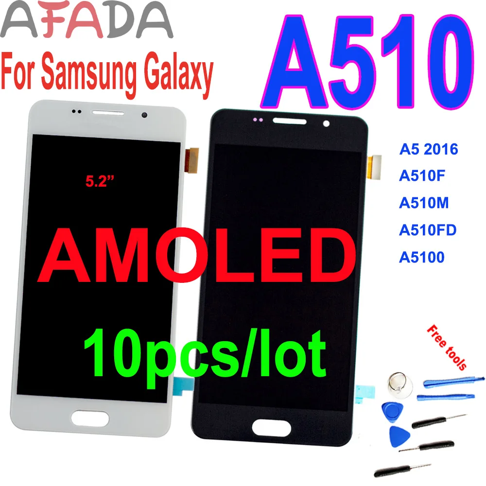 

10pcs 5.2'' LCD For SAMSUNG Galaxy A5 2016 A510 A510F A510M A510FD A5100 SM-A510F LCD Display Touch Screen Digitizer Assembly