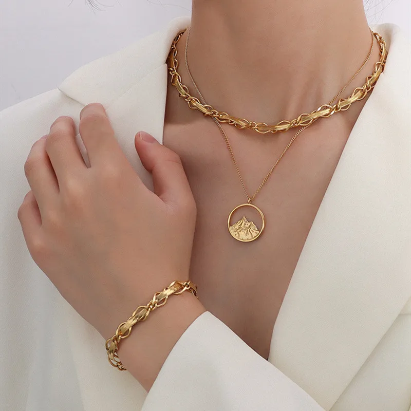 

Punk Gold Color Stainless Steel Snake Chain Choker Necklace Woman Accessories, Hiphop Necklaces Jewelry On The Neck Trendy