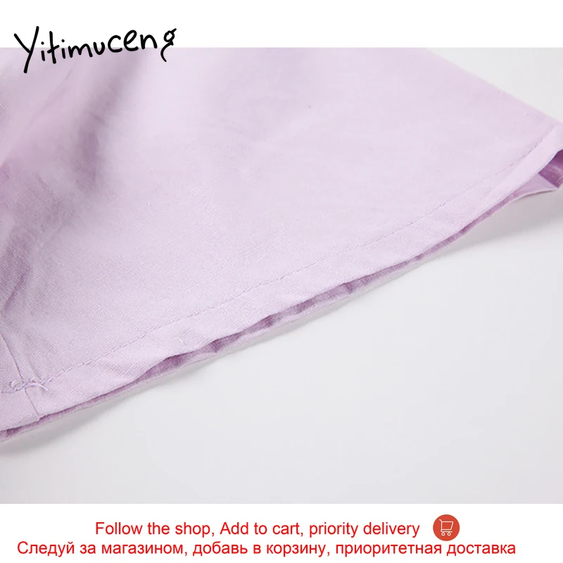 

Yitimuceng Irregular Dresses Women Summer Bow Lace Up Mini Short Sleeve High Waist A-Line Solid 2021 Korean Fashion New Dress