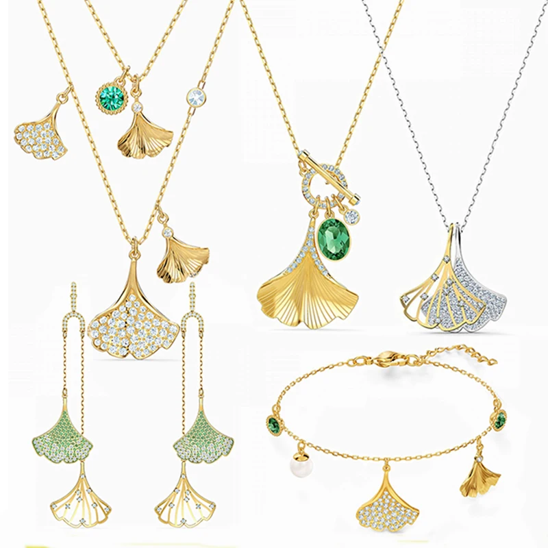 Новинка 2020 Лидер продаж зеленое ожерелье с кулоном в виде гинкго модные