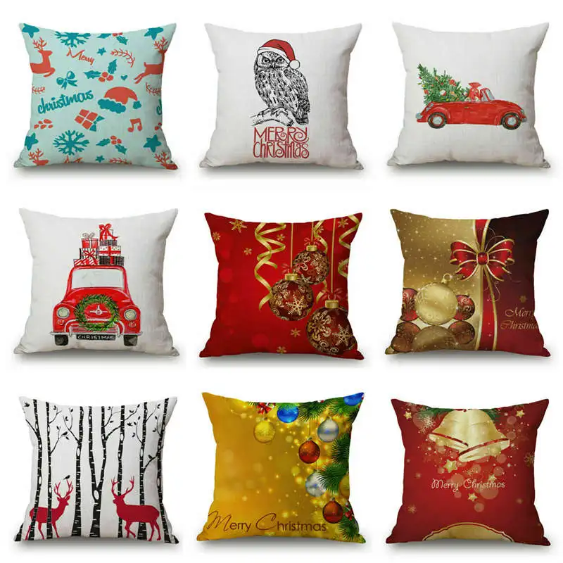 Рождественская наволочка для подушки хлопчатобумажная льняная искусственная