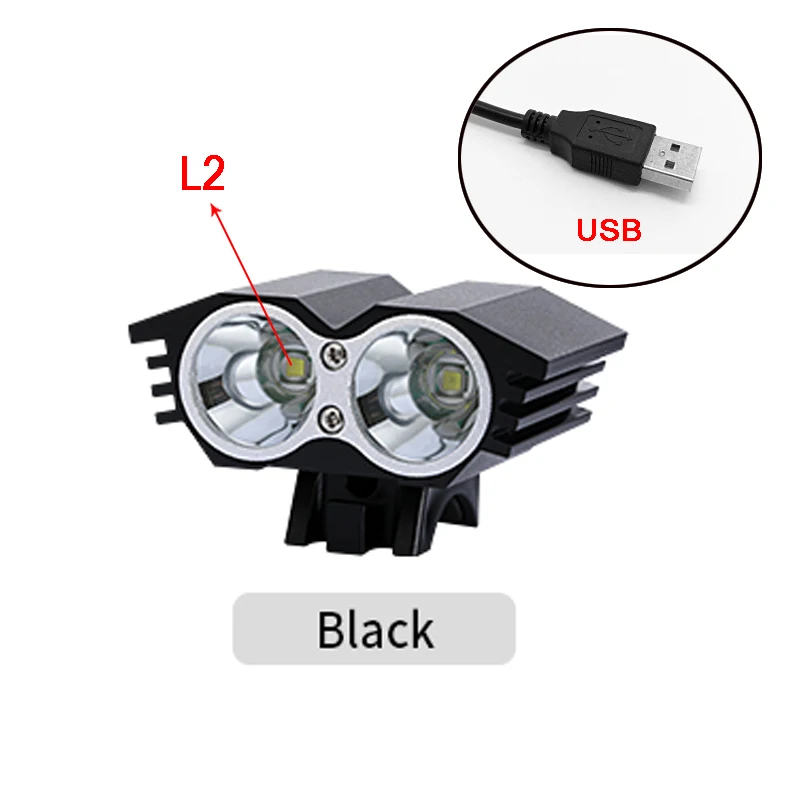 L2-USB-Black Водонепроницаемый велосипедный передний свет яркий велосипедный фонарь горный велосипед рулевая фара для велосипеда светодиодный аксессуары - Цвет: L2-USB-Black