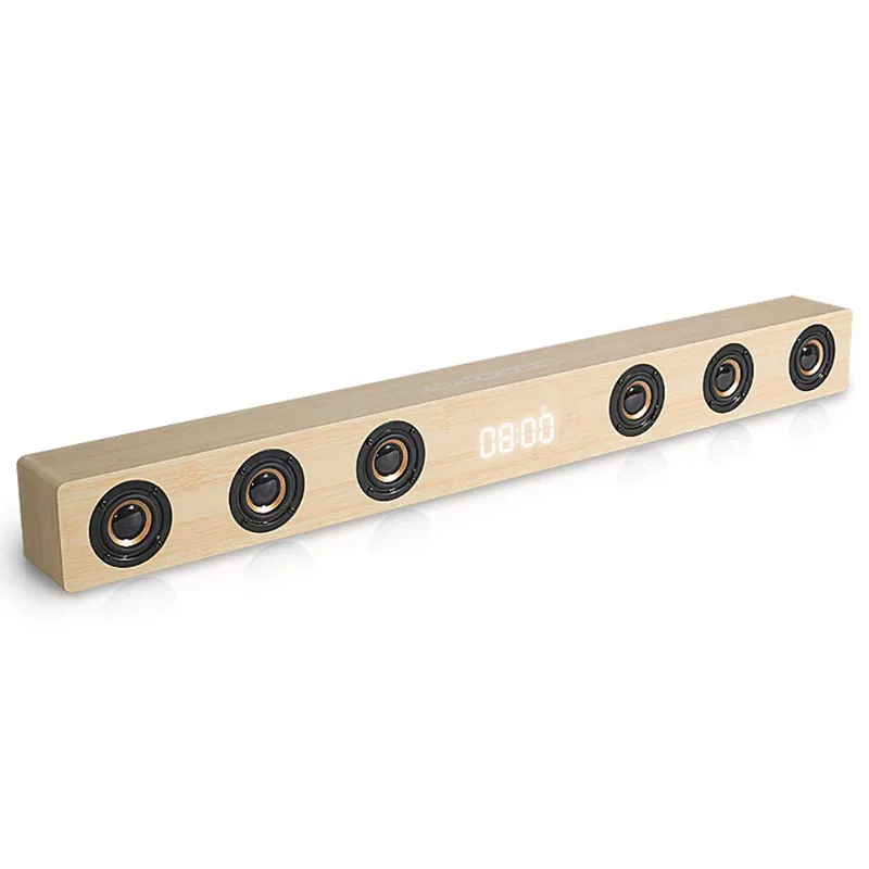 Yellow ТВ Саундбар Bluetooth динамик деревянный звук бар HiFi стерео дистанционное управление Поддержка AUX/HDMI/часы дисплей для домашнего кинотеатра - Цвет: Yellow