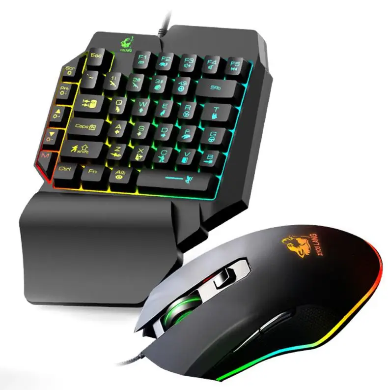 

Проводная игровая клавиатура T1 для одной руки, комбинированная мышь для PUBG, ПК, набор для геймеров, эргономичный дизайн для PUBG, ПК
