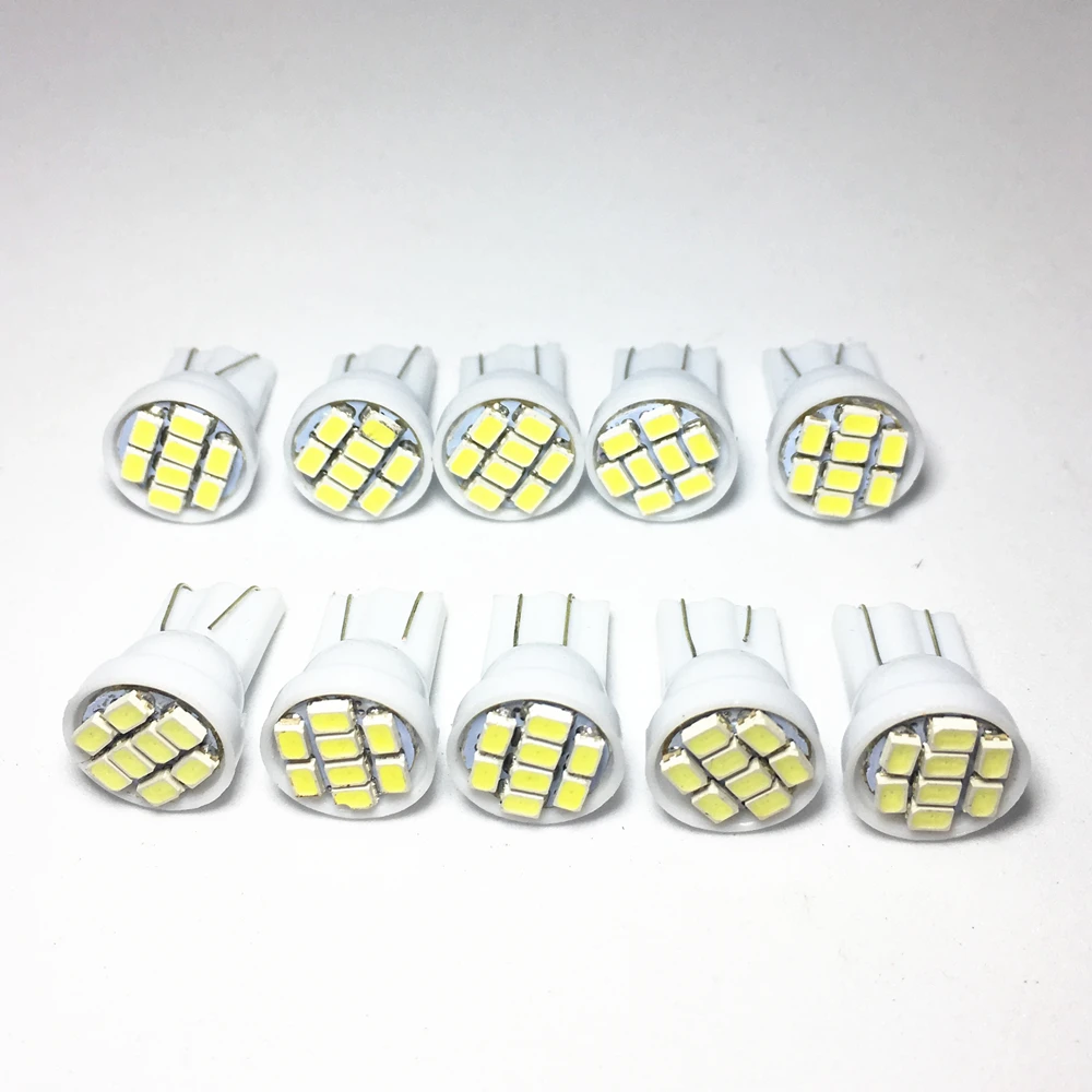 

10 шт., автомобильные парковочные светодиодные лампы T10 LED W5W 8 SMD 1210 LED W5W 2825 158 192 168