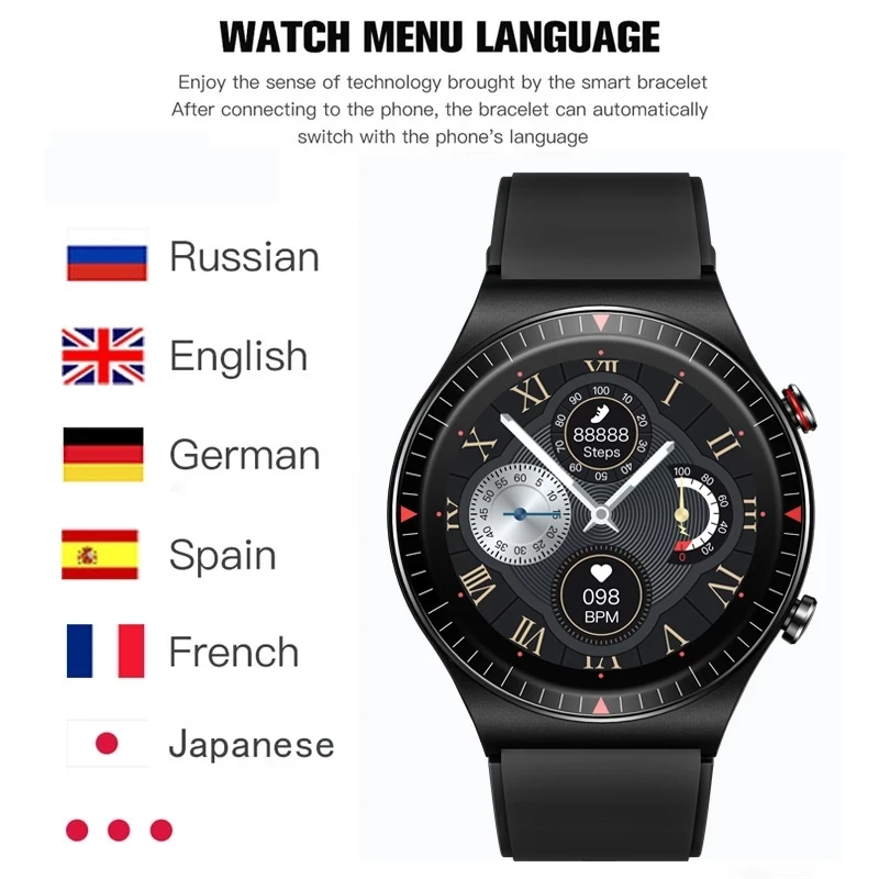 

2021 New Full Circle Touch Screen Steel Band luxury Bluetooth Call Men Smart Watch Waterproof Sport Activity fitness watch+box