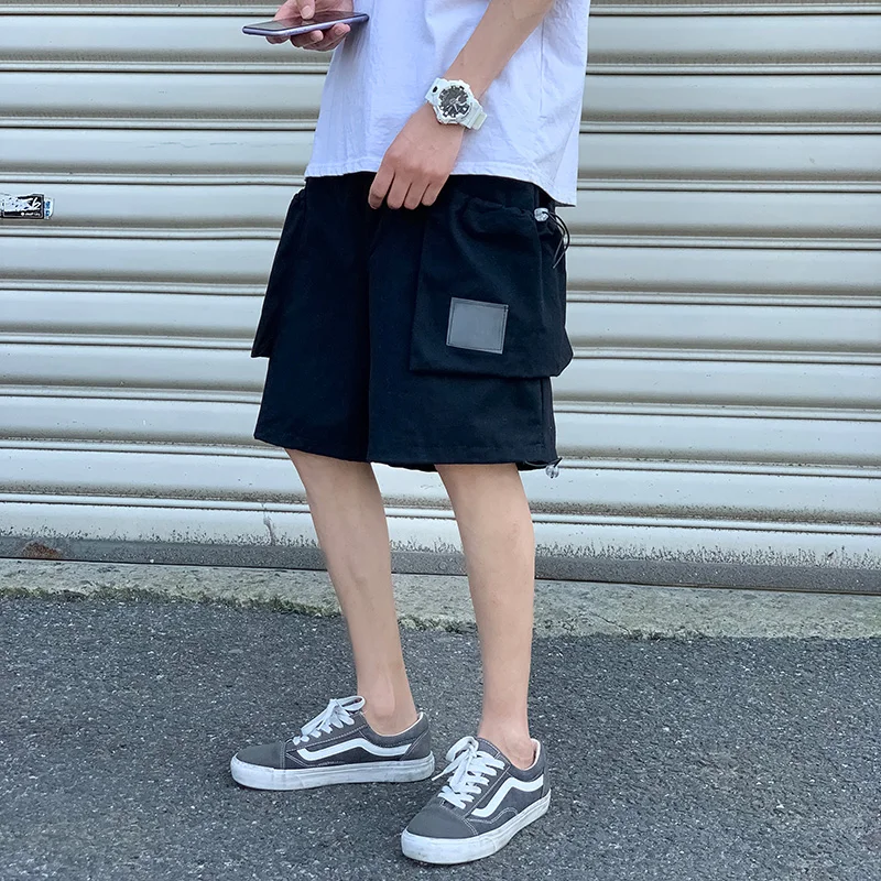 

Summer loose pants solid color sports tooling shorts big pocket fashion casual pants versatile elastic pants men