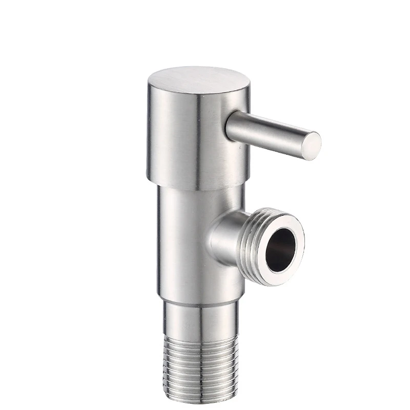 

304 Stainless Steel Angle Valve G1 / 2 * 1/2 Water Heater Toilet Inlet Water Stop Valves Faucet Shower Octagonal Thread Plating