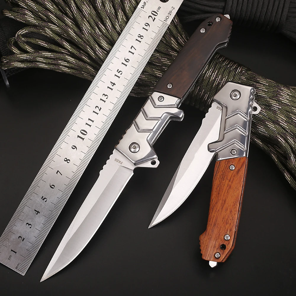 

Wooden Handle Folding Knife Outdoor Survival Camping Utility Knives High Hardness EDC Tools Self Defense Weapons Box Cutter