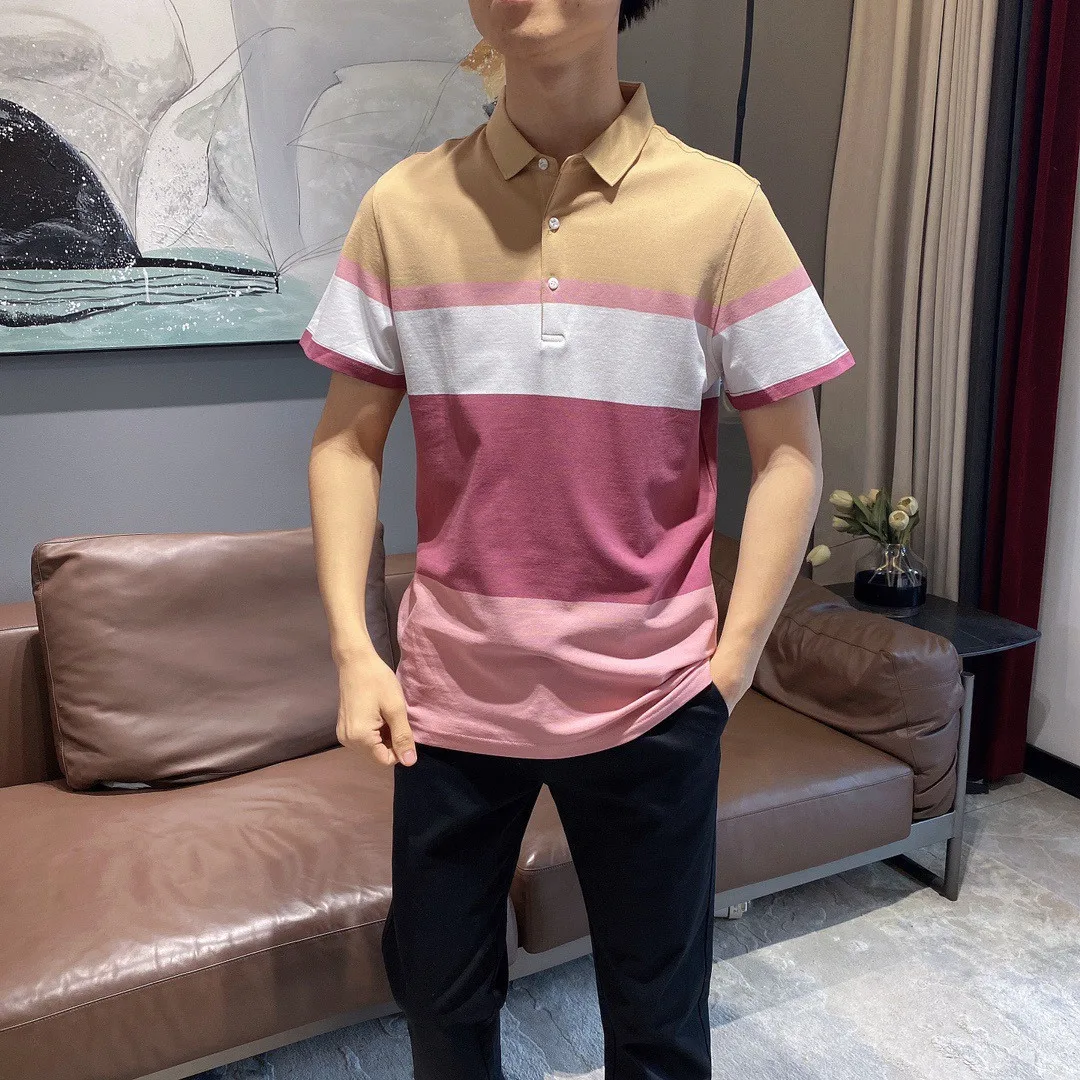 

HA + short sleeve men's 2021 summer new Korean casual half sleeve Lapel men's color matching T-shirt polo