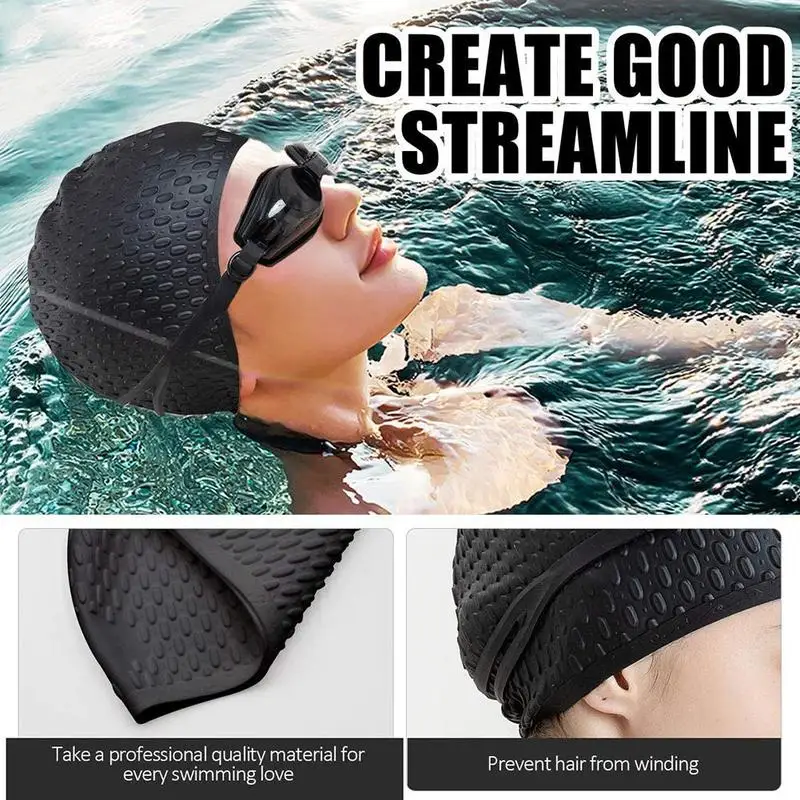 

Swimming Caps Men and Women Waterproof Large Ear Plug Cap Swim Protect Silicone hats Supplies Swimming Swimming L6Z2