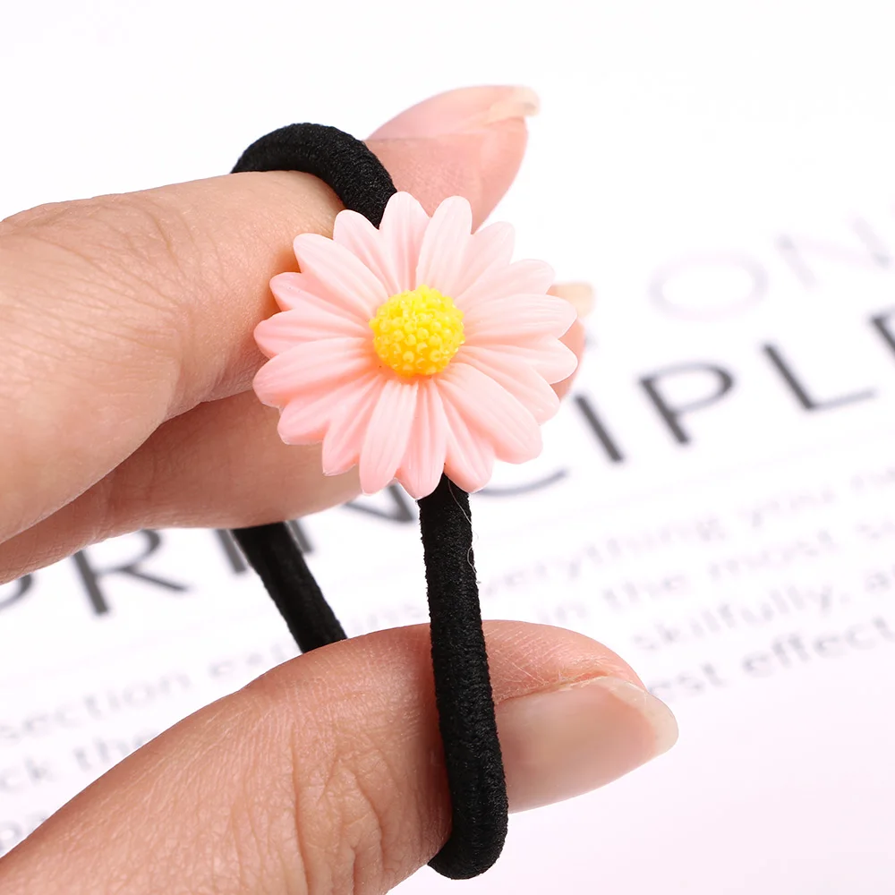 4 шт. кожаные резинки для волос с маргаритками| |