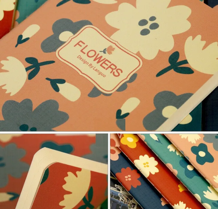 4pack vintage flowers series soft copybook notebook paper pad marker pocket memo book for school and office supplies | Канцтовары для