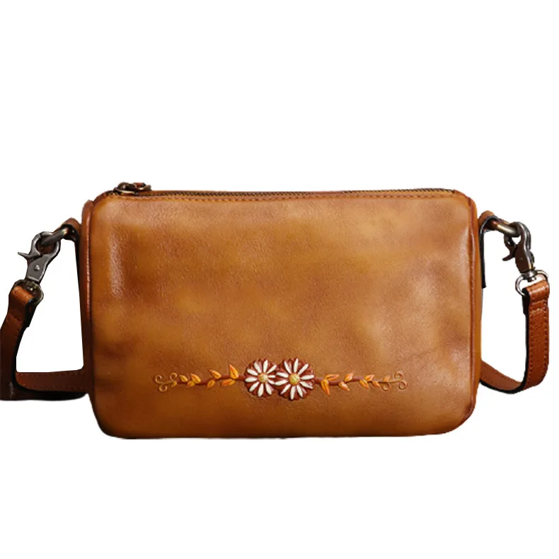 

Minority design handbag leather retro fashion diagonal shoulder bag ladies pillow Baotou layer cowhide bag 2021