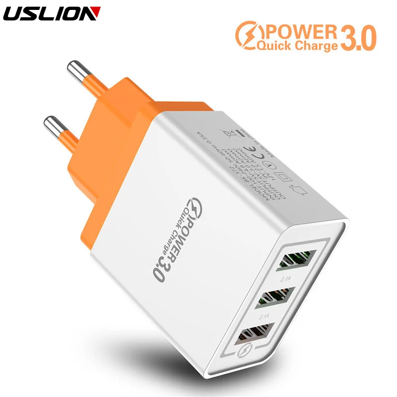 USLION Быстрая зарядка 3 0 USB зарядное устройство для путешествий настенный адаптер