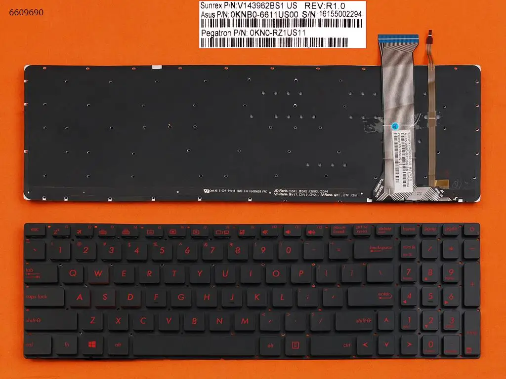 

US QWERTY New Keyboard for ASUS G552VX GL552V GL552VL GL552VW GL752VW GL752VL GL752V GL742V GL742VW Laptop Red Backlit