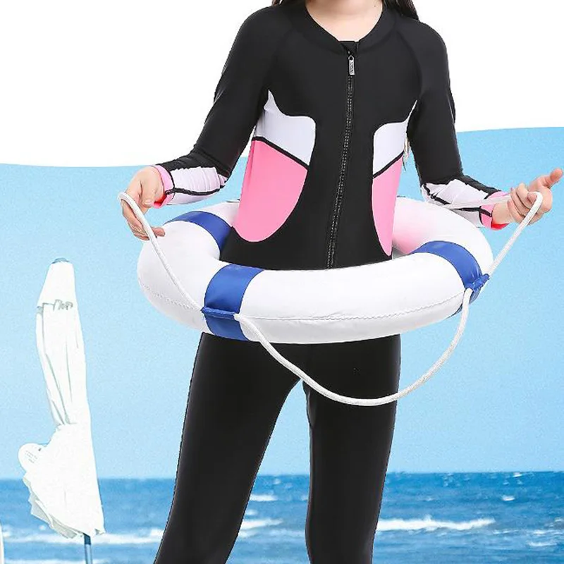 Высокий детский купальник с длинным рукавом защитой от УФ-лучей Цельный для