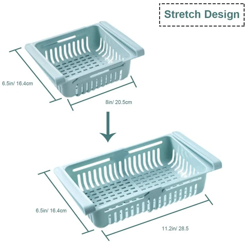 

2Pcs Fridge Drawer Organizer, Retractable Drawer Refrigerator Storage Box, Upgraded Pull Out Bins